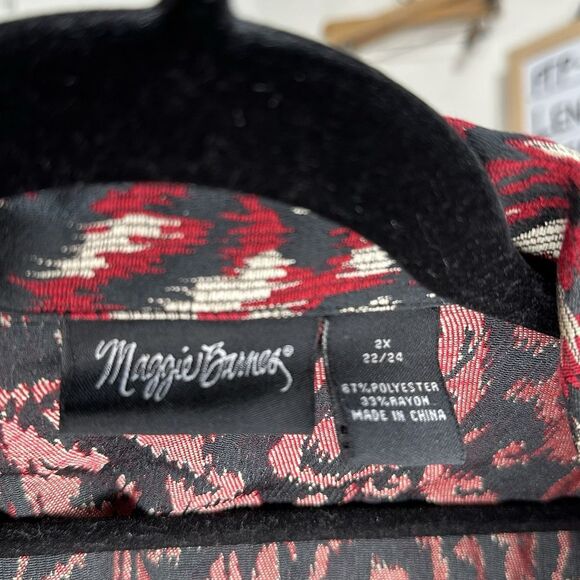 MAGGIE BARNES Unique Abstract Design Blazer Jacket Black Red Womens Sz 2X 22/24‎ - Picture 3 of 3